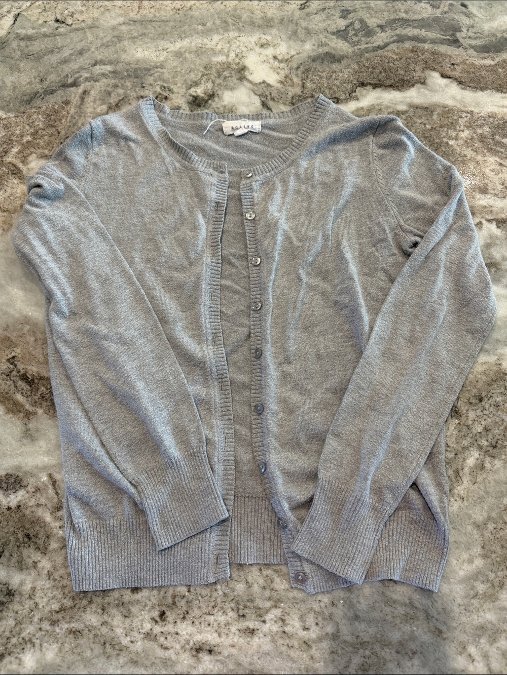 Active USA Light Gray Women's Button Cardigan Sweater